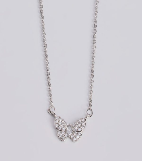 Glam Cutie Dainty Rhinestone Butterfly Charm Necklace - Image 2