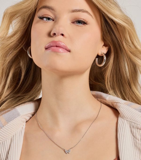 Glam Cutie Dainty Rhinestone Butterfly Charm Necklace - Image 3