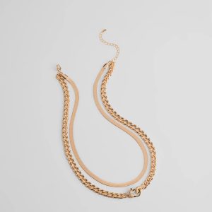 Sweet And Edgy Heart Layered Chain Necklace