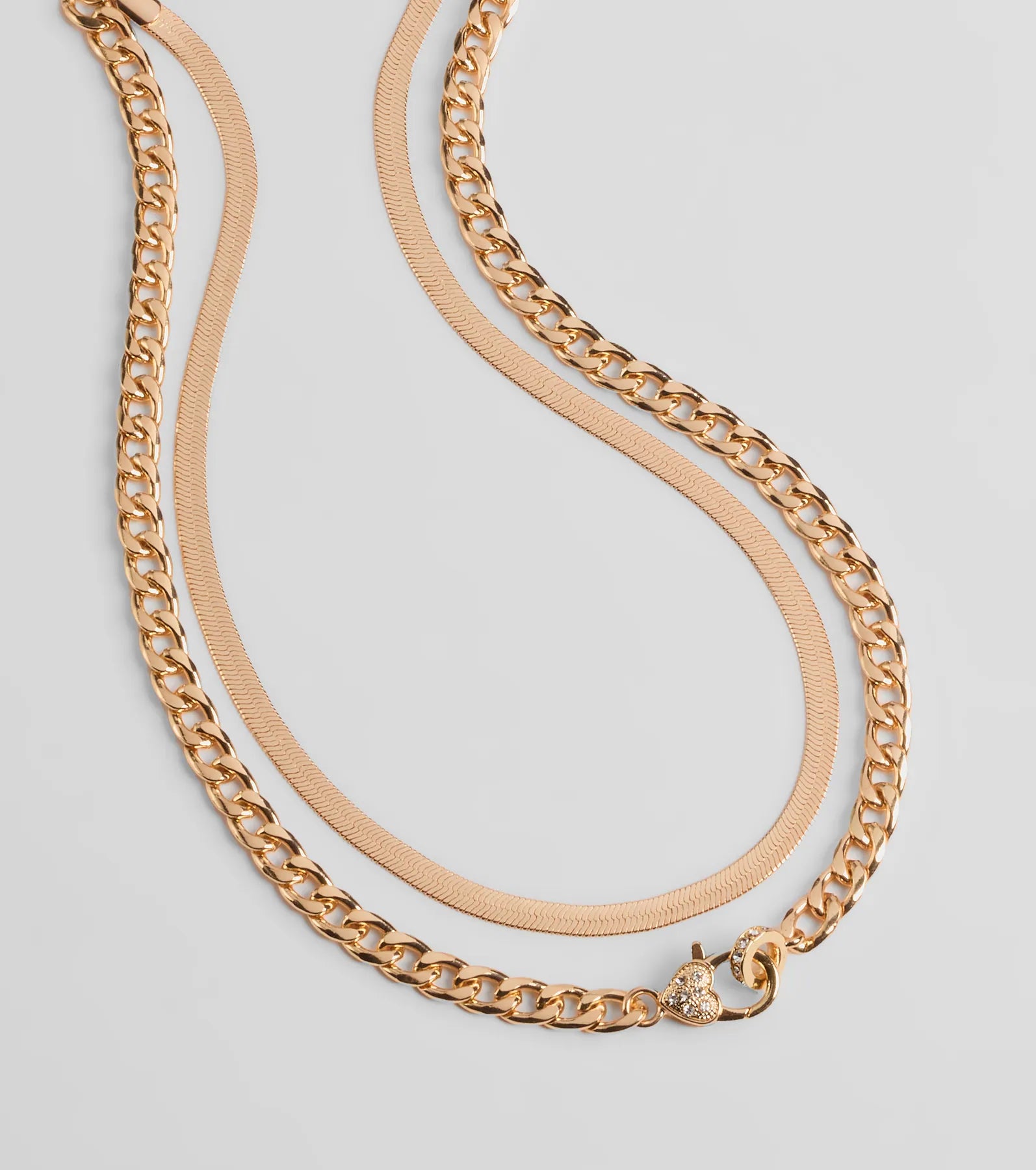 Sweet And Edgy Heart Layered Chain Necklace - Image 2