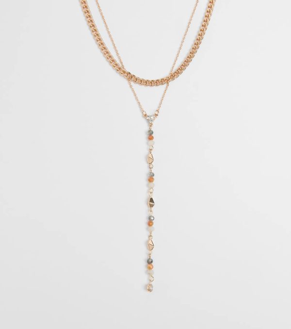 Charmingly Pretty Beaded Rhinestone Layered Necklace - Image 2