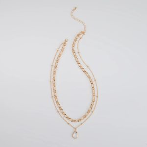 Glam Team Layered Rhinestone Charm Necklace