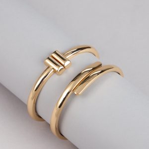 Polished Minimalist Cuff Bracelet Two Pack Set