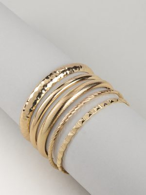 Bold Stack Five Bangle Bracelet Set