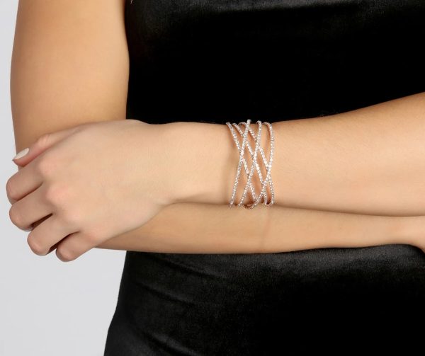 Rhinestone Lattice Cuff Bracelet - Image 7