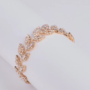 Elevated Glam Rhinestone Leaf Clasp Bracelet