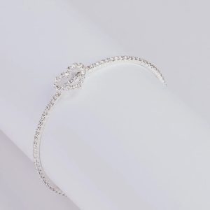 With Love Rhinestone Memory Wire Heart Bracelet