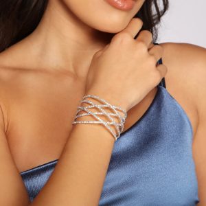 Rhinestone Lattice Cuff Bracelet
