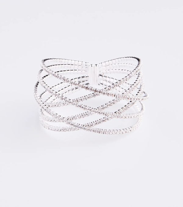 Rhinestone Lattice Cuff Bracelet - Image 2