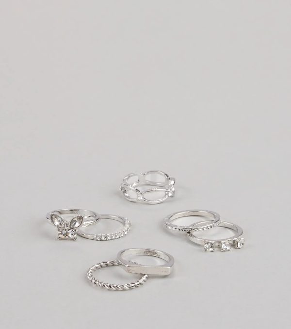 Charming Bold Butterfly Seven-Pack Ring Set - Image 3