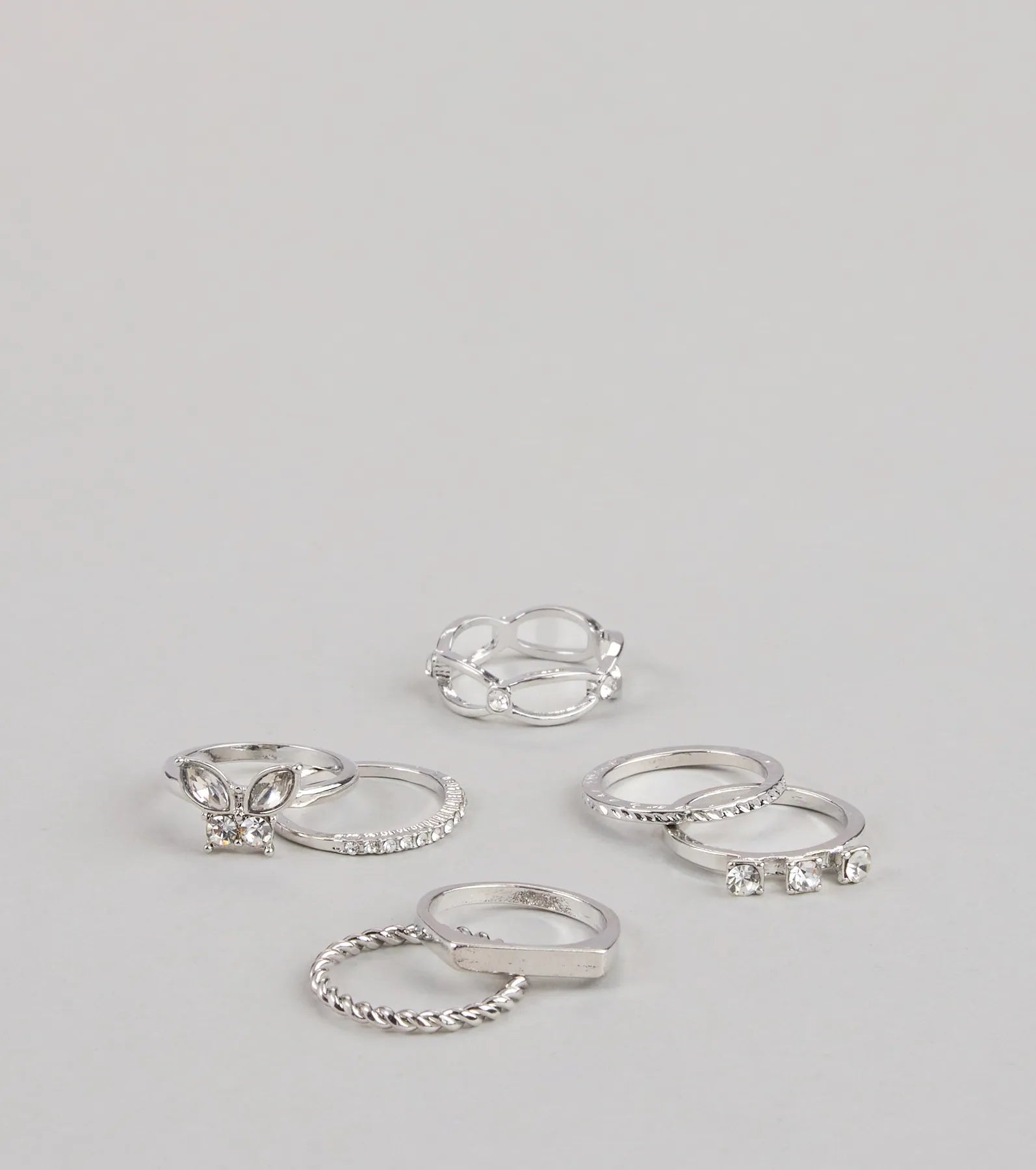 Charming Bold Butterfly Seven-Pack Ring Set - Image 3
