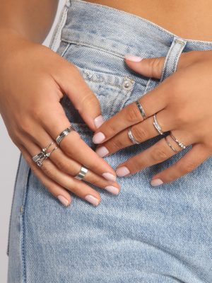 Rhinestone and Basic Band Multi Ring Pack
