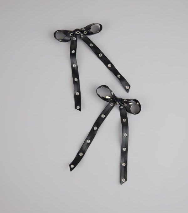 Cute Rebel Studded Bow Hair Clips