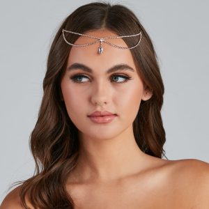 Boho Goddess Rhinestone Teardrop Head Chain