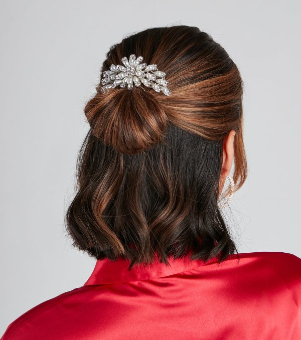 Pearl Luxe Rhinestone Hair Comb - Image 2