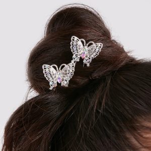 Ethereal Glamour Rhinestone Butterfly Hair Pins