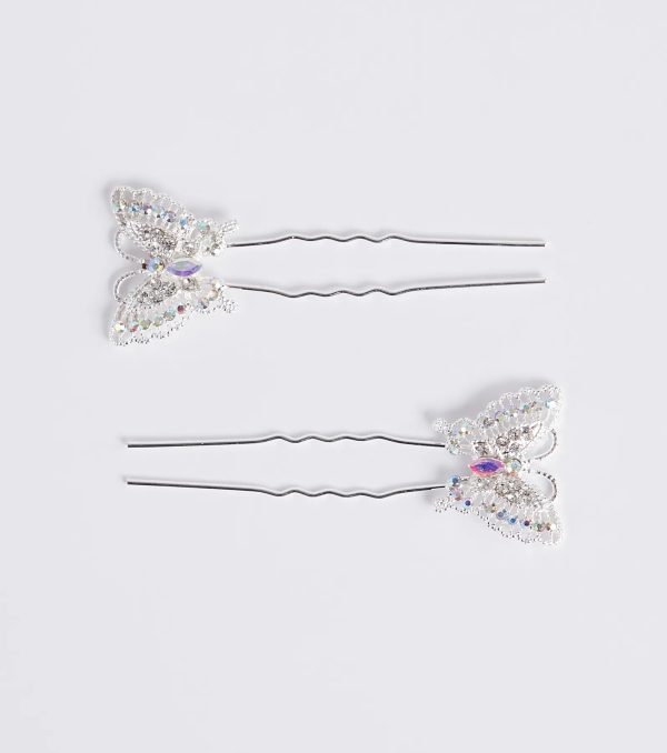 Ethereal Glamour Rhinestone Butterfly Hair Pins - Image 2