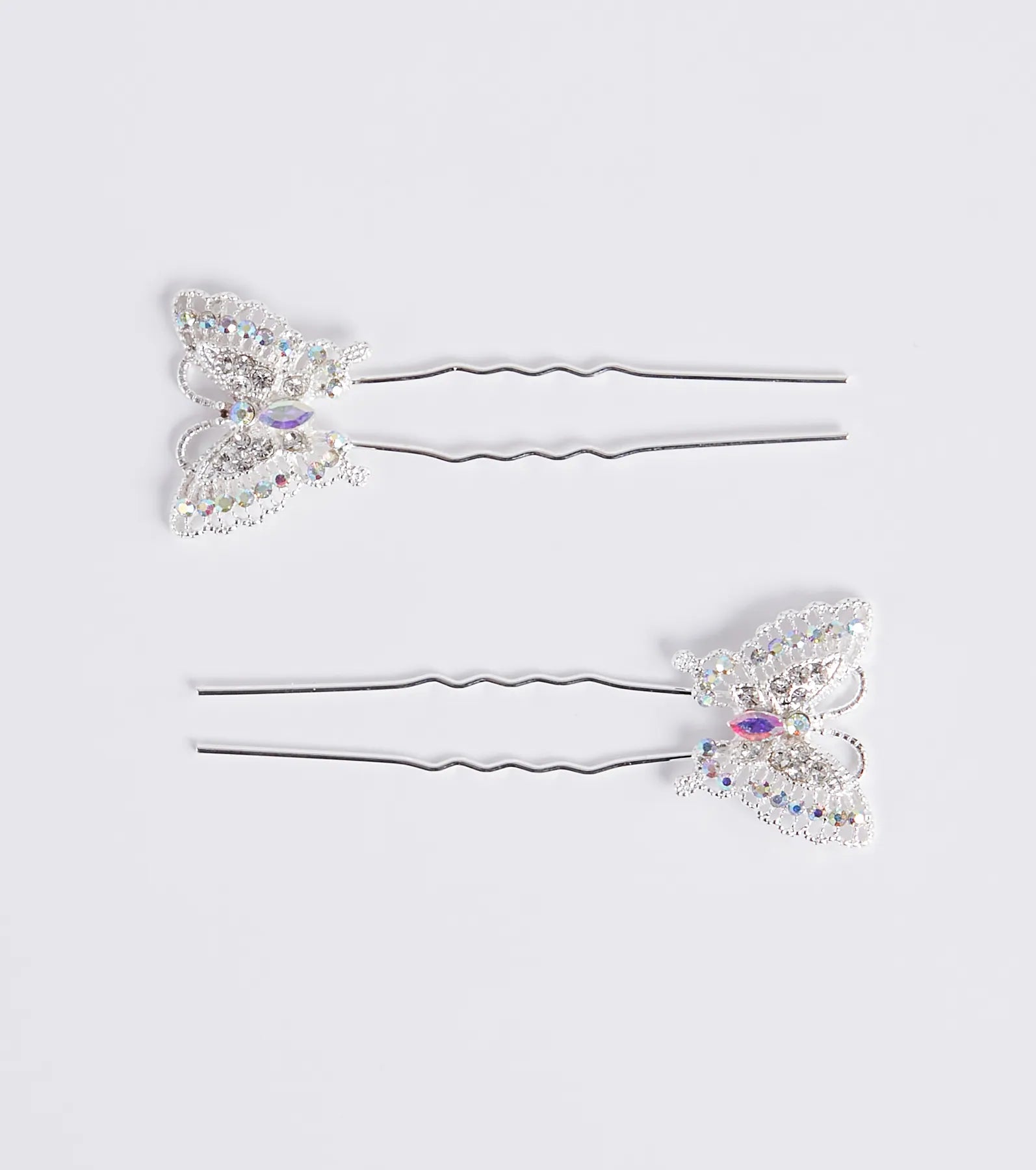 Ethereal Glamour Rhinestone Butterfly Hair Pins - Image 2