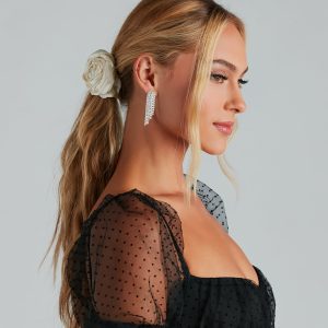 Satin Rosette Flower Scrunchie Set