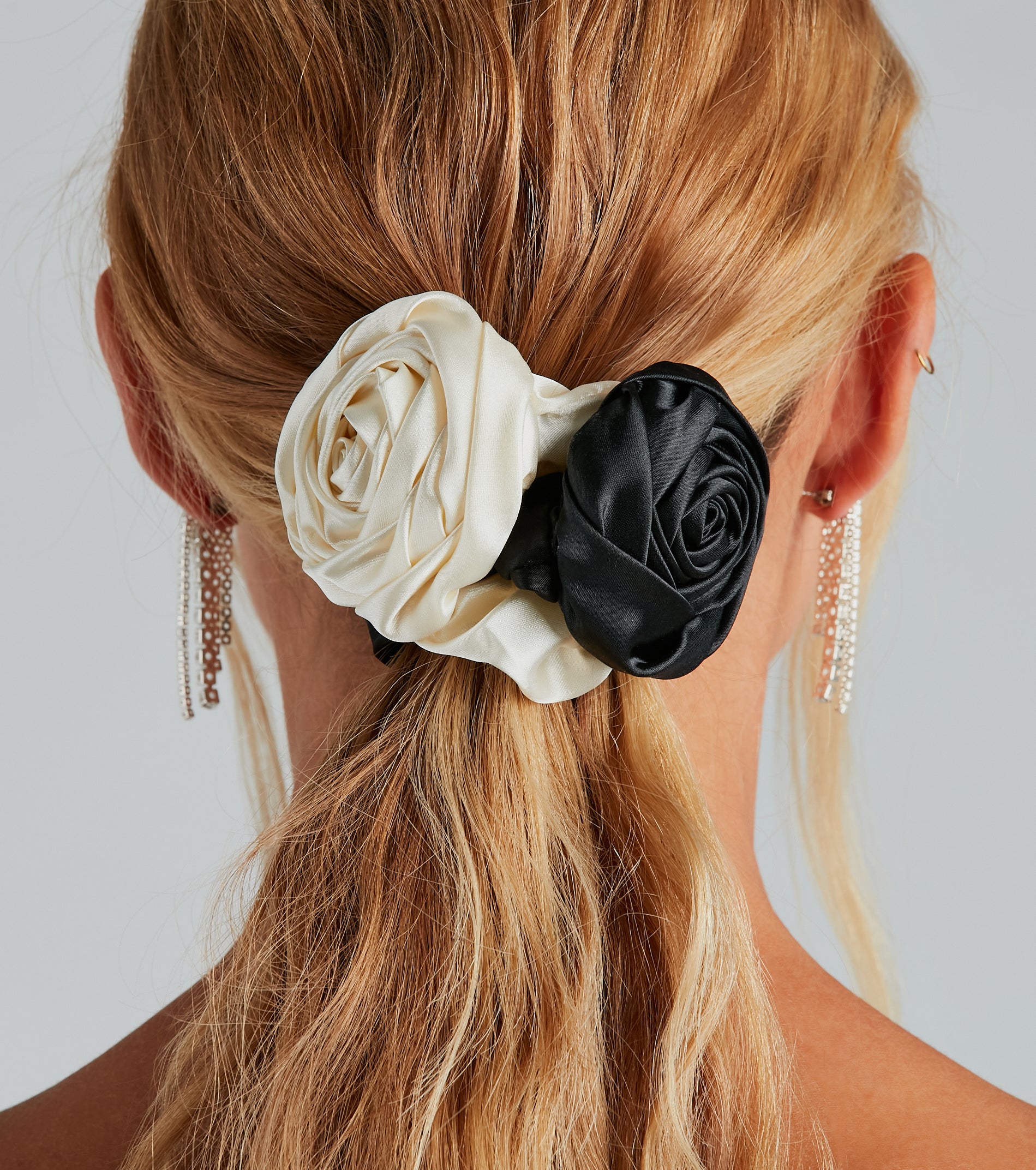 Satin Rosette Flower Scrunchie Set - Image 3