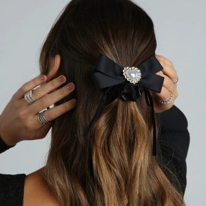 Heart Charm Bow Hair Scrunchie