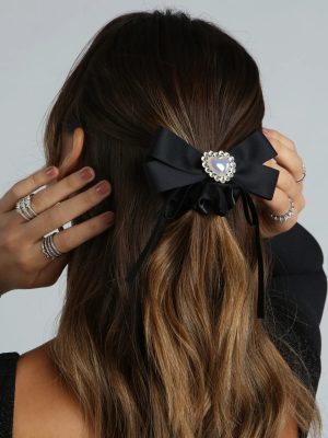 Heart Charm Bow Hair Scrunchie
