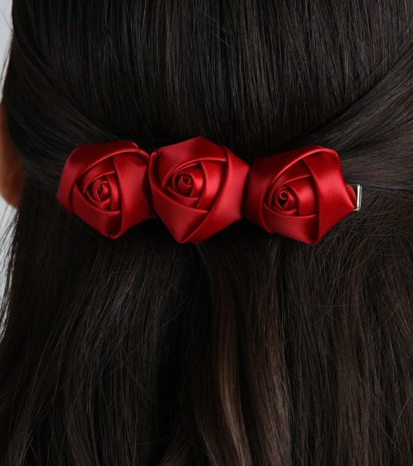 Timeless Satin Flower Rose Hair Clip - Image 2