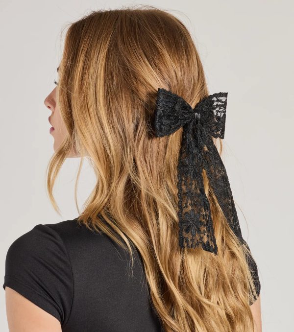 Charming Cutie Floral Lace Hair Bow Barrette - Image 3