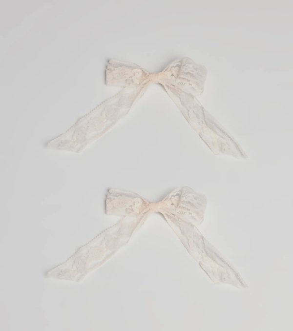 Coveted Charm Floral Lace Hair Bow Clip Set - Image 3
