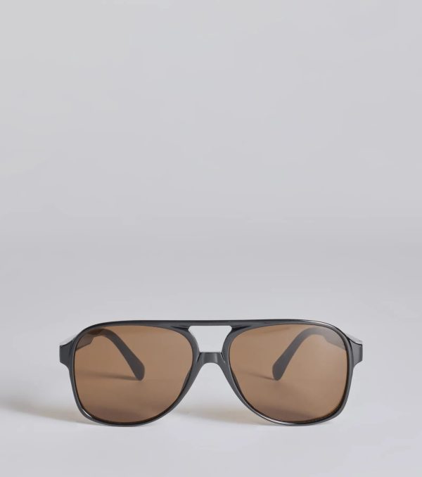 Retro Look Flat Aviator Sunglasses - Image 5