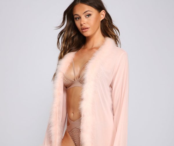 Forever Love Marabou Trim Robe - Image 3