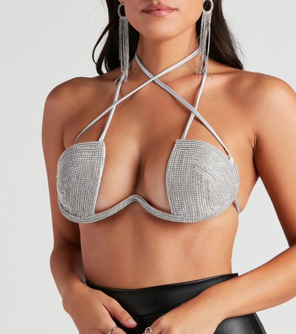 Queen Of Glam Rhinestone Mesh Bra - Image 4