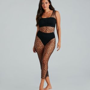 Stylishly-Sheer Long Fishnet Coverup Dress