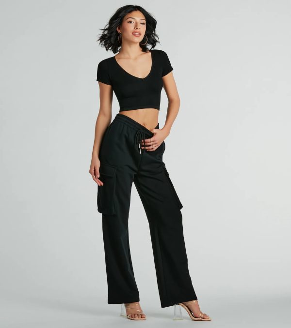 Stylish Essential Short Sleeve Knit Crop Top - Image 7