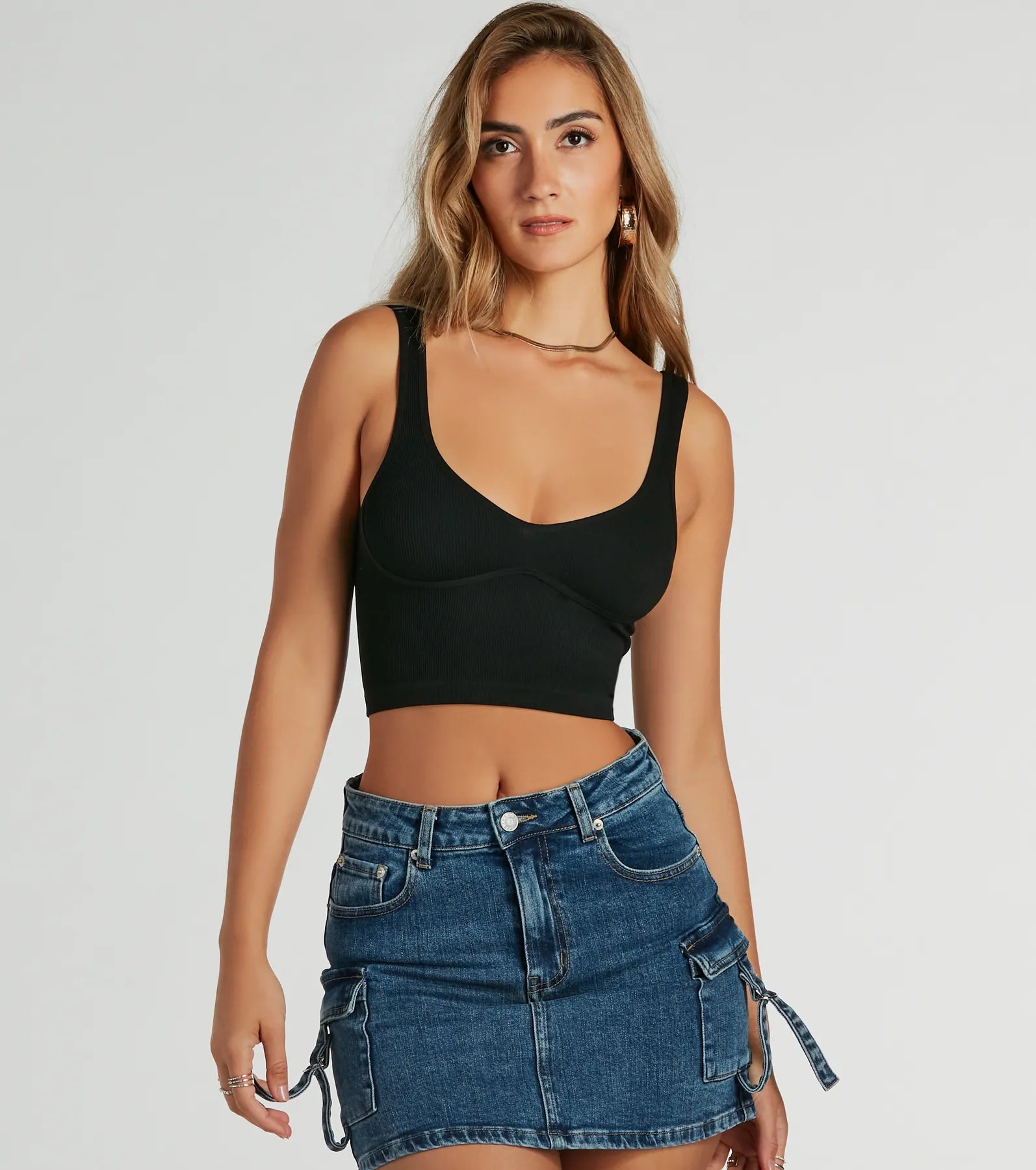 Fave Staple Ribbed Knit Cropped Tank Top - Image 5