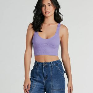 Fave Staple Ribbed Knit Cropped Tank Top