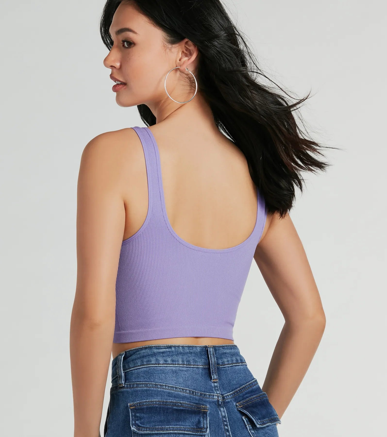 Fave Staple Ribbed Knit Cropped Tank Top - Image 2