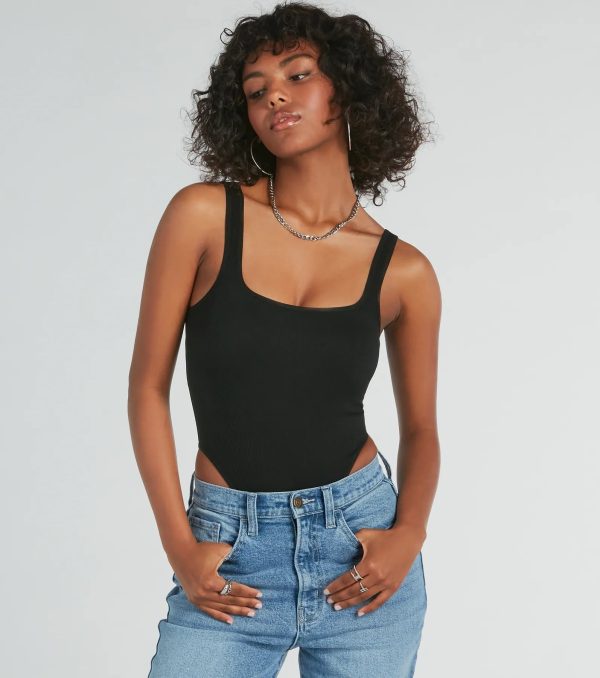Simply Sultry Ribbed Knit Tank Bodysuit - Image 6