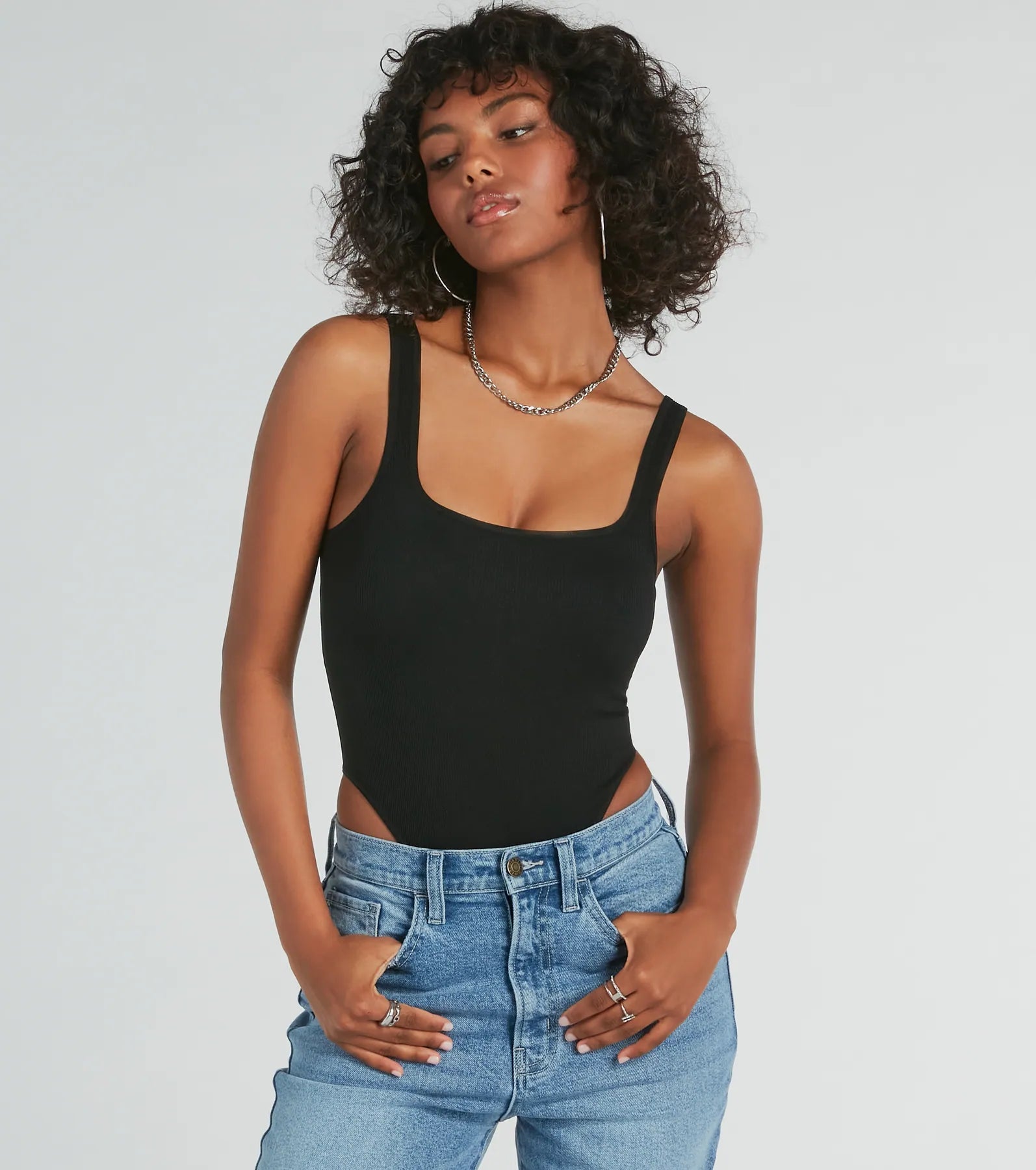 Simply Sultry Ribbed Knit Tank Bodysuit - Image 6