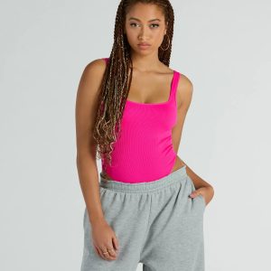Simply Sultry Ribbed Knit Tank Bodysuit