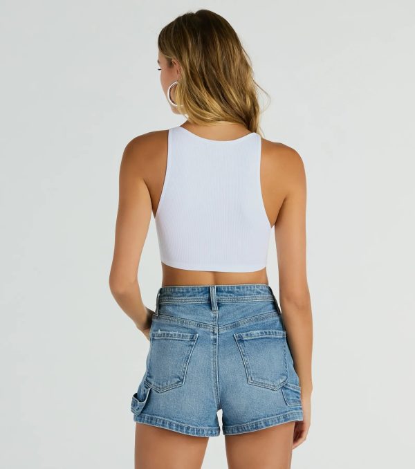 Basically A Vibe Sleeveless Crew Neck Crop Top - Image 2