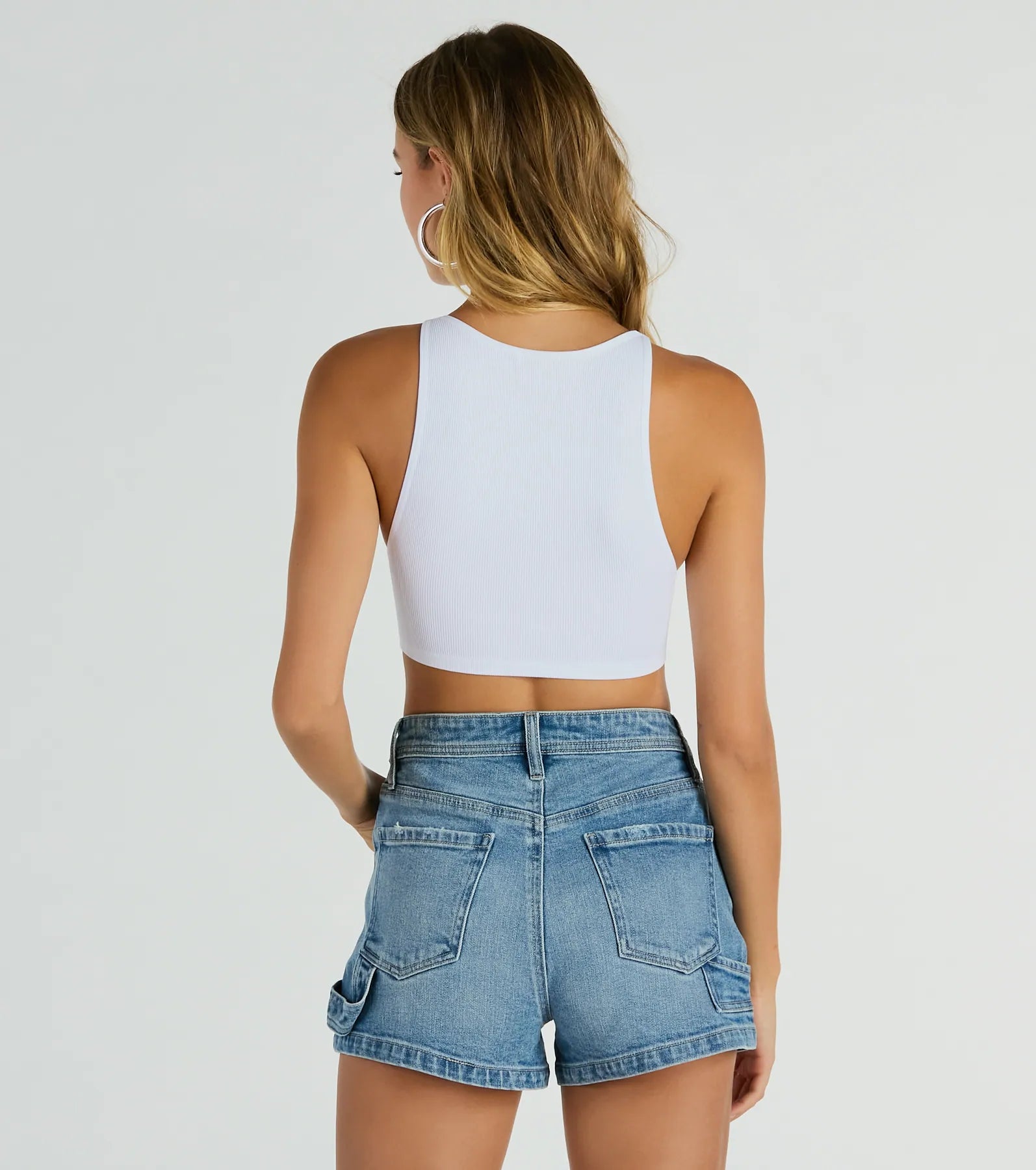 Basically A Vibe Sleeveless Crew Neck Crop Top - Image 2