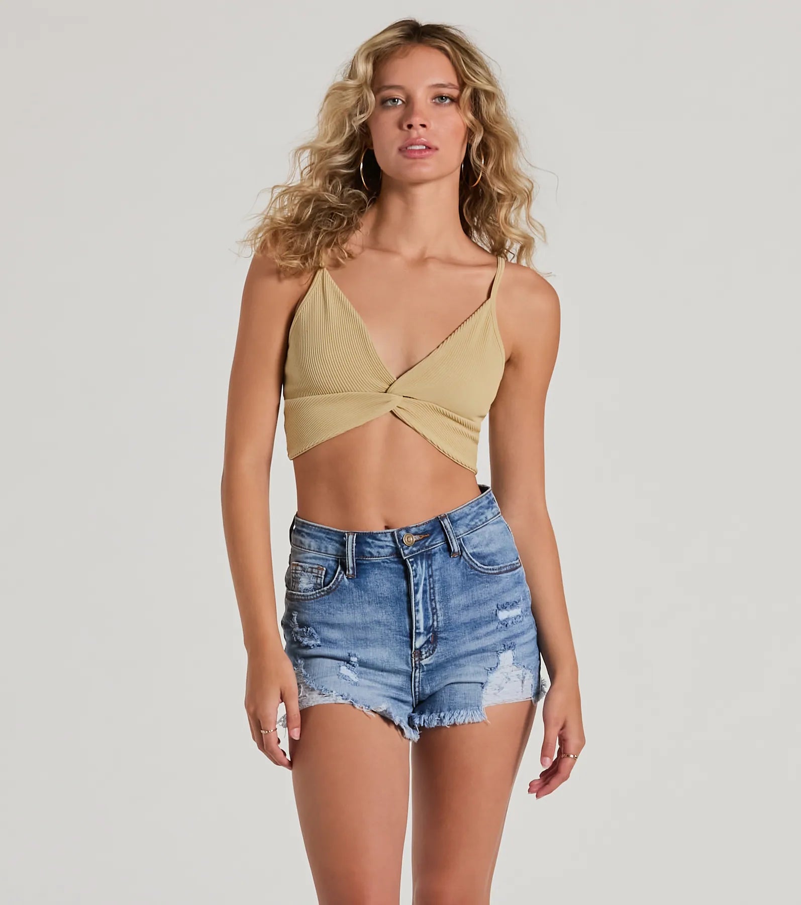 Daily Cute Vibe Twist V-Neck Crop Top - Image 5