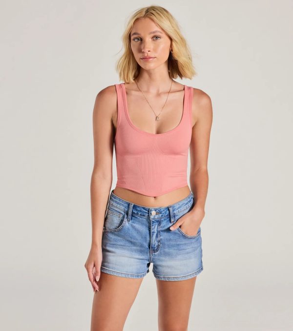 Adorable Basic Scoop Neck Seamless Crop Top - Image 5