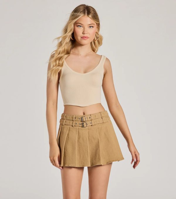 Adorable Basic Scoop Neck Seamless Crop Top - Image 9