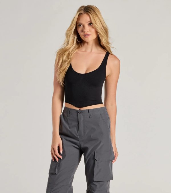 Adorable Basic Scoop Neck Seamless Crop Top - Image 13