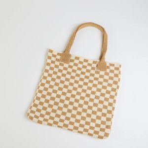 Style in Check Straw Tote Bag