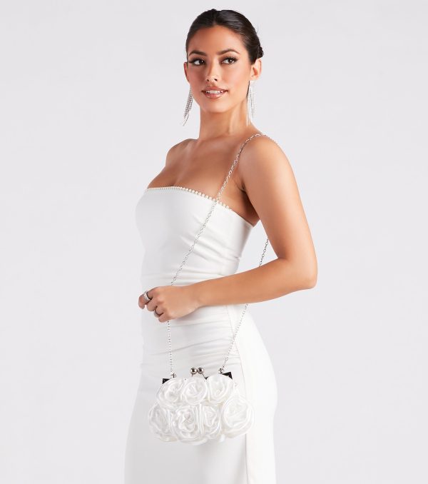 Chic Romance Satin Rose Handbag - Image 2