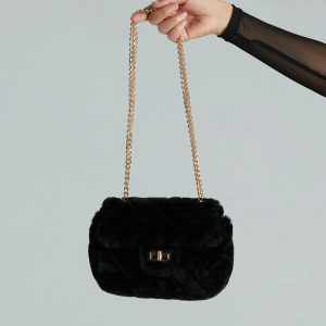 Furry And Fab Quilted Crossbody Bag