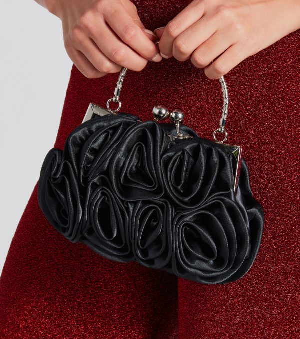 Chic Romance Satin Rose Handbag - Image 3